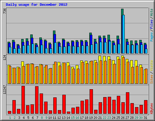 Daily usage for December 2012