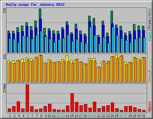 Daily usage for January 2013