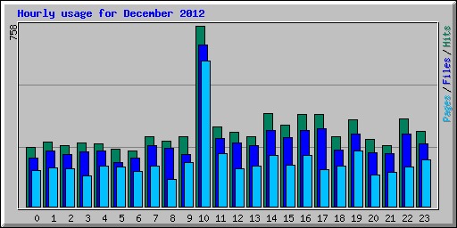 Hourly usage for December 2012